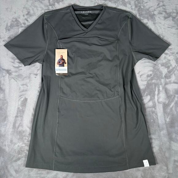 Lalabu Dad Shirt Babywearing V-Neck Gray Size Large - Picture 1 of 8